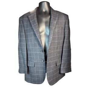 JOS A Bank Men's Navy Blue Plaid Blazer w Brrr Comfort 40R